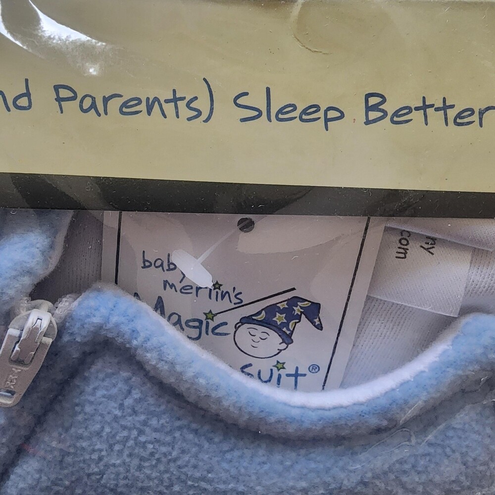 NEW Baby Merlin's Magic Sleepsuit Boys 6-9 Months Blue Fleece Swaddle Transition - Picture 3 of 7